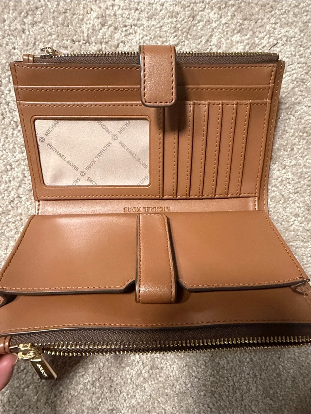 Michael Kors Brown Logo-Print Zip wallet